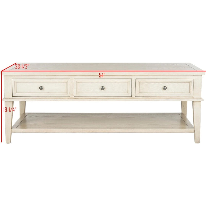 SAFAVIEH Tressie Sepia Traditional Rectangle Coffee Table - 54 x 23.6 x 19.3 - 54Wx24Dx19H