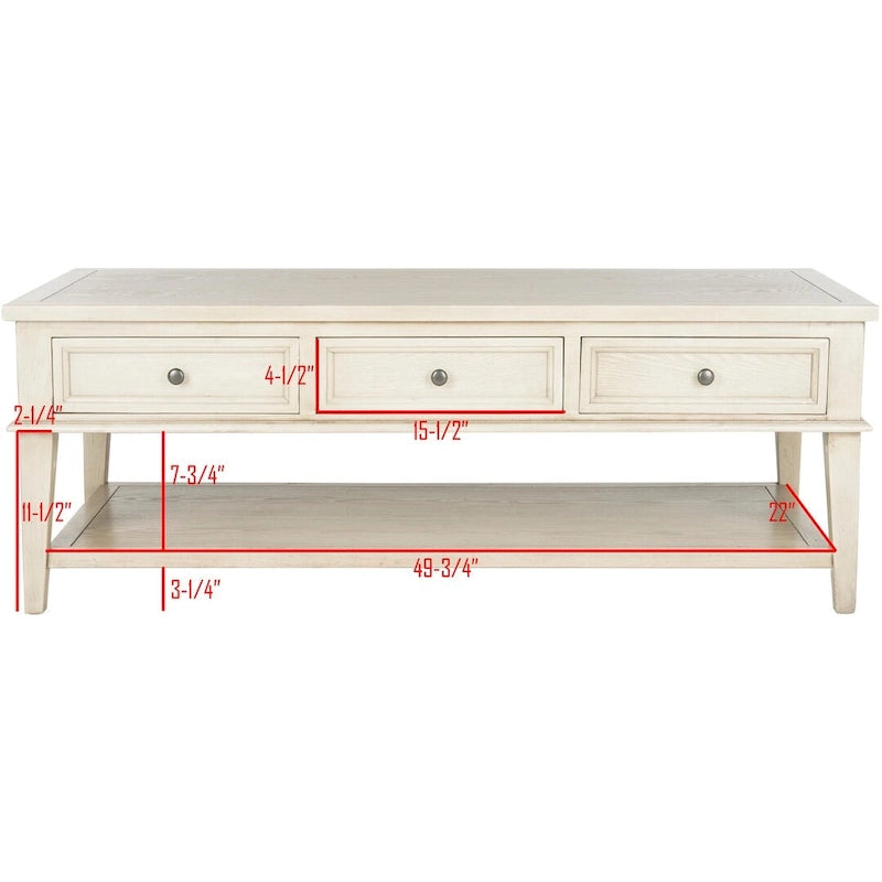 SAFAVIEH Tressie Sepia Traditional Rectangle Coffee Table - 54 x 23.6 x 19.3 - 54Wx24Dx19H