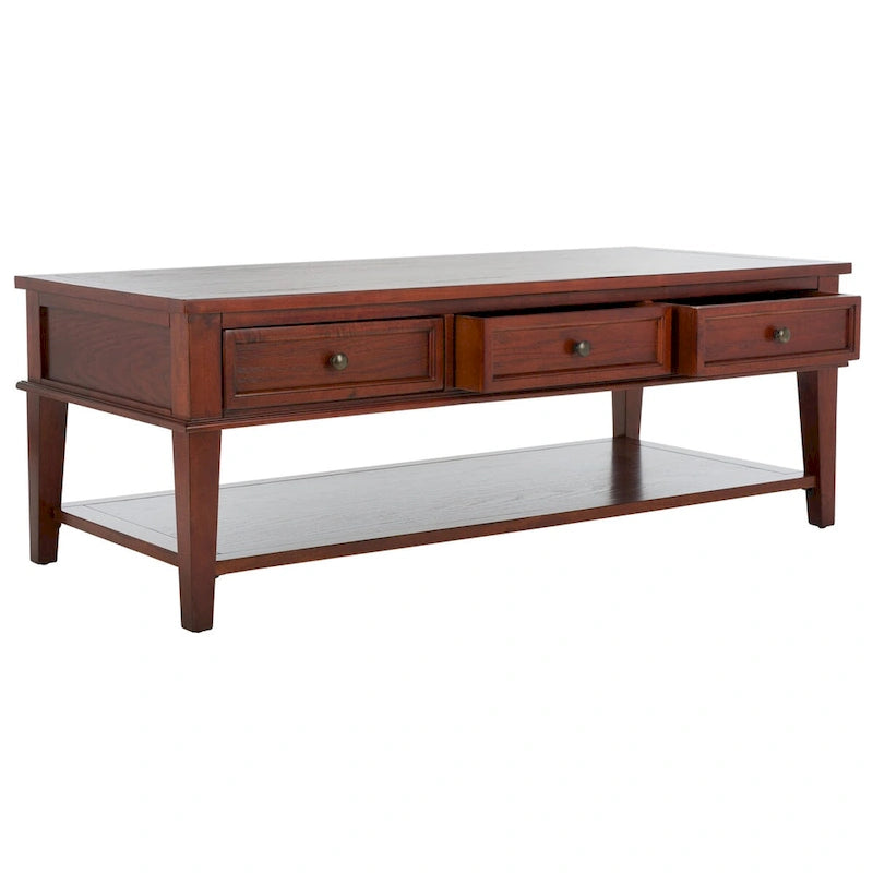 SAFAVIEH Tressie Sepia Traditional Rectangle Coffee Table - 54 x 23.6 x 19.3 - 54Wx24Dx19H
