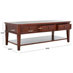 SAFAVIEH Tressie Sepia Traditional Rectangle Coffee Table - 54 x 23.6 x 19.3 - 54Wx24Dx19H