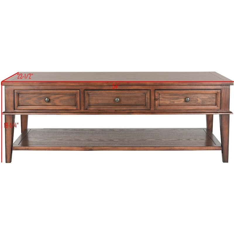 SAFAVIEH Tressie Sepia Traditional Rectangle Coffee Table - 54 x 23.6 x 19.3 - 54Wx24Dx19H