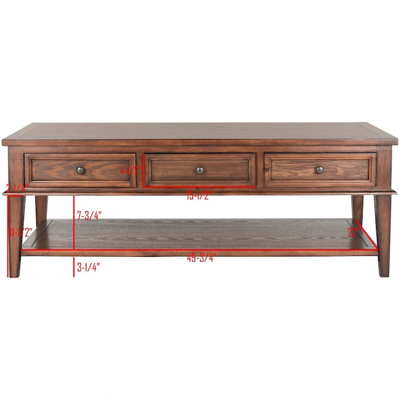SAFAVIEH Tressie Sepia Traditional Rectangle Coffee Table - 54 x 23.6 x 19.3 - 54Wx24Dx19H