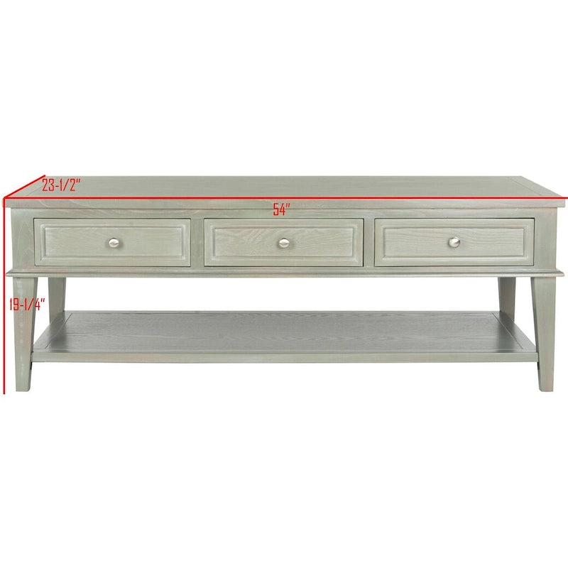 SAFAVIEH Tressie Sepia Traditional Rectangle Coffee Table - 54 x 23.6 x 19.3 - 54Wx24Dx19H