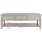 SAFAVIEH Tressie Sepia Traditional Rectangle Coffee Table - 54 x 23.6 x 19.3 - 54Wx24Dx19H