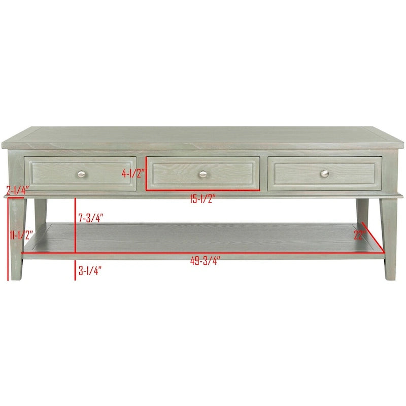 SAFAVIEH Tressie Sepia Traditional Rectangle Coffee Table - 54 x 23.6 x 19.3 - 54Wx24Dx19H
