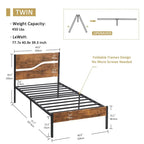 Javlergo Metal Platform Bed Frame with Wooden Headboard and Footboard, Industrial Metal Bedframe No Box Spring Needed