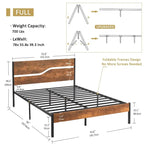 Javlergo Metal Platform Bed Frame with Wooden Headboard and Footboard, Industrial Metal Bedframe No Box Spring Needed