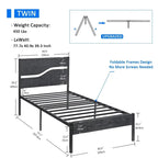 Javlergo Metal Platform Bed Frame with Wooden Headboard and Footboard, Industrial Metal Bedframe No Box Spring Needed
