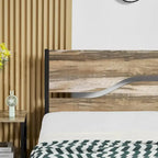 Javlergo Metal Platform Bed Frame with Wooden Headboard and Footboard, Industrial Metal Bedframe No Box Spring Needed