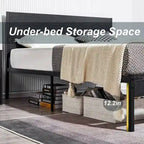 Javlergo Metal Platform Bed Frame with Wooden Headboard and Footboard, Industrial Metal Bedframe No Box Spring Needed