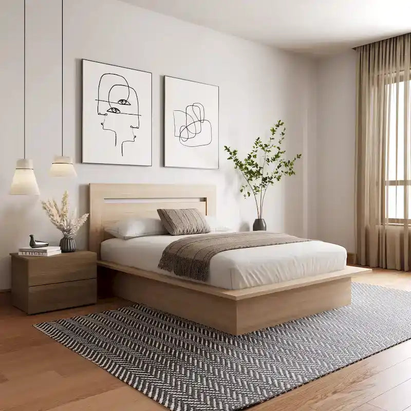 Malibu 3-Piece Bedroom Set with Bed, Headboard, and Nightstand