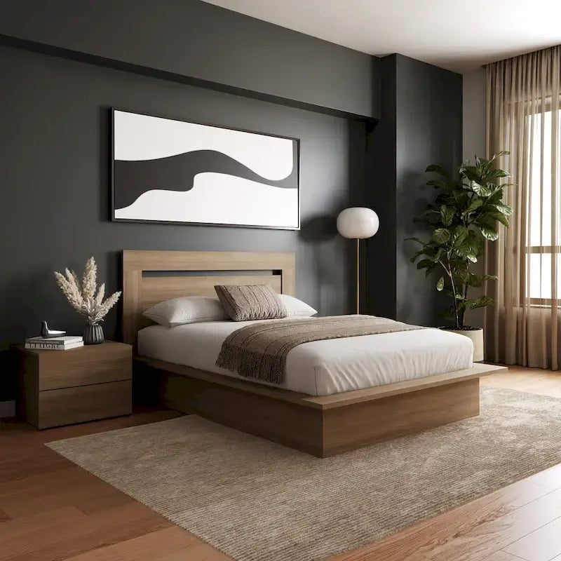 Malibu 3-Piece Bedroom Set with Bed, Headboard, and Nightstand