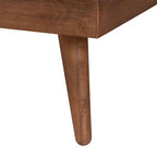 Delfina Mid-Century Modern Dark Grey Fabric and Walnut Brown Finished Wood Platform Bed