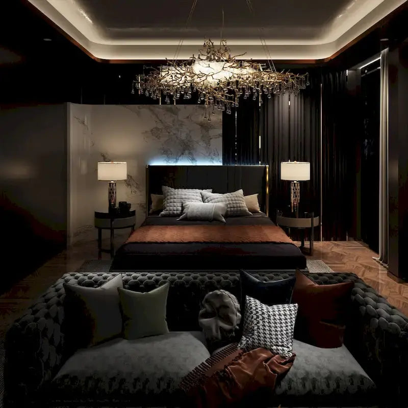 LED Platform Bed with Storage Drawer - Contemporary Bedroom Furniture