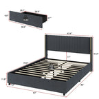 LED Platform Bed with Storage Drawer - Contemporary Bedroom Furniture