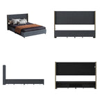 LED Platform Bed with Storage Drawer - Contemporary Bedroom Furniture