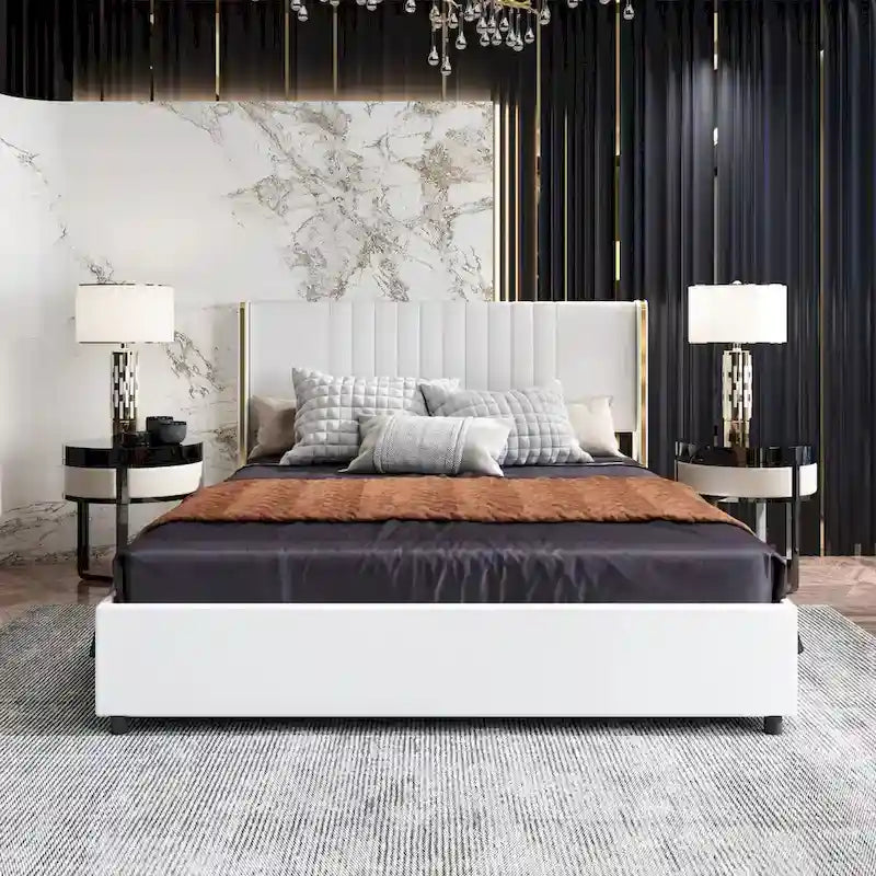 LED Platform Bed with Storage Drawer - Contemporary Bedroom Furniture