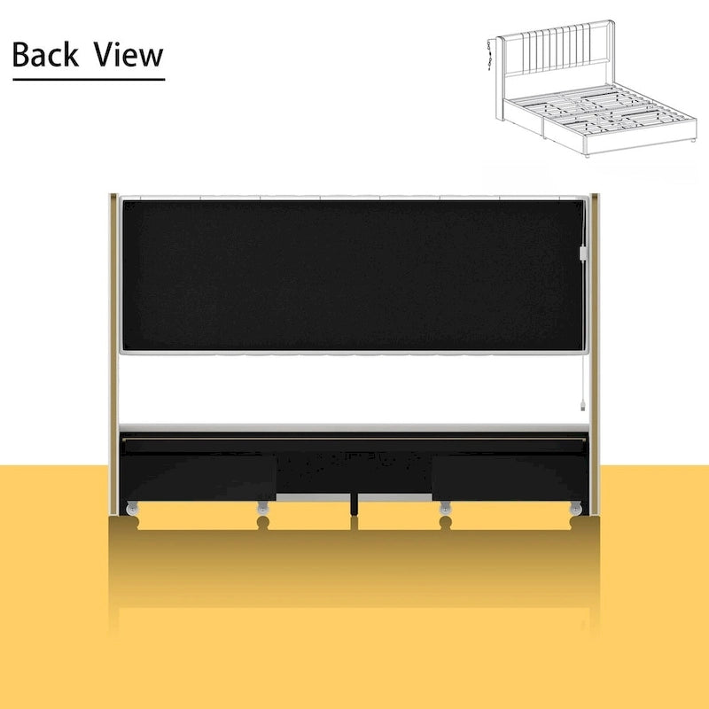 LED Platform Bed with Storage Drawer - Contemporary Bedroom Furniture