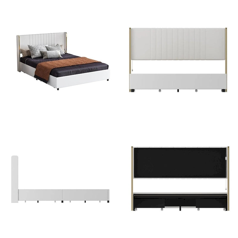 LED Platform Bed with Storage Drawer - Contemporary Bedroom Furniture