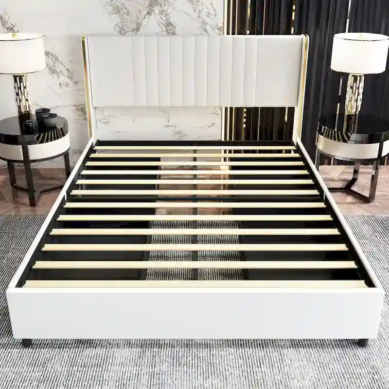LED Platform Bed with Storage Drawer - Contemporary Bedroom Furniture