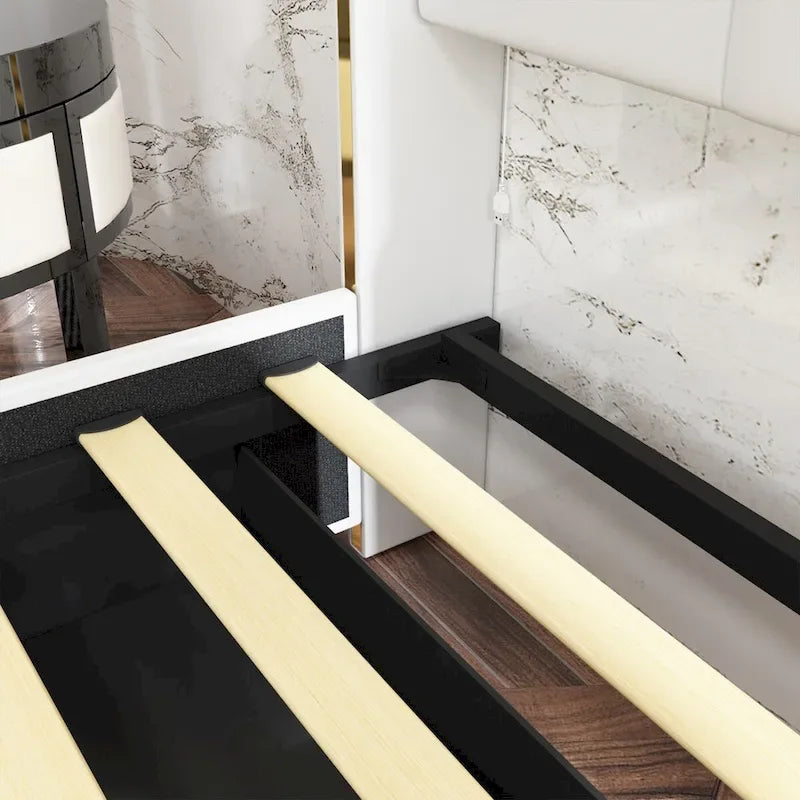 LED Platform Bed with Storage Drawer - Contemporary Bedroom Furniture