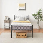Black Metal Twin Bed Frame with Headboard