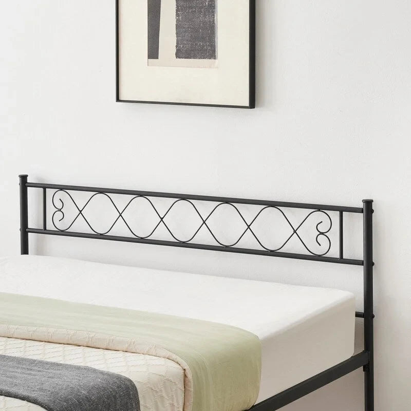 Black Metal Twin Bed Frame with Headboard