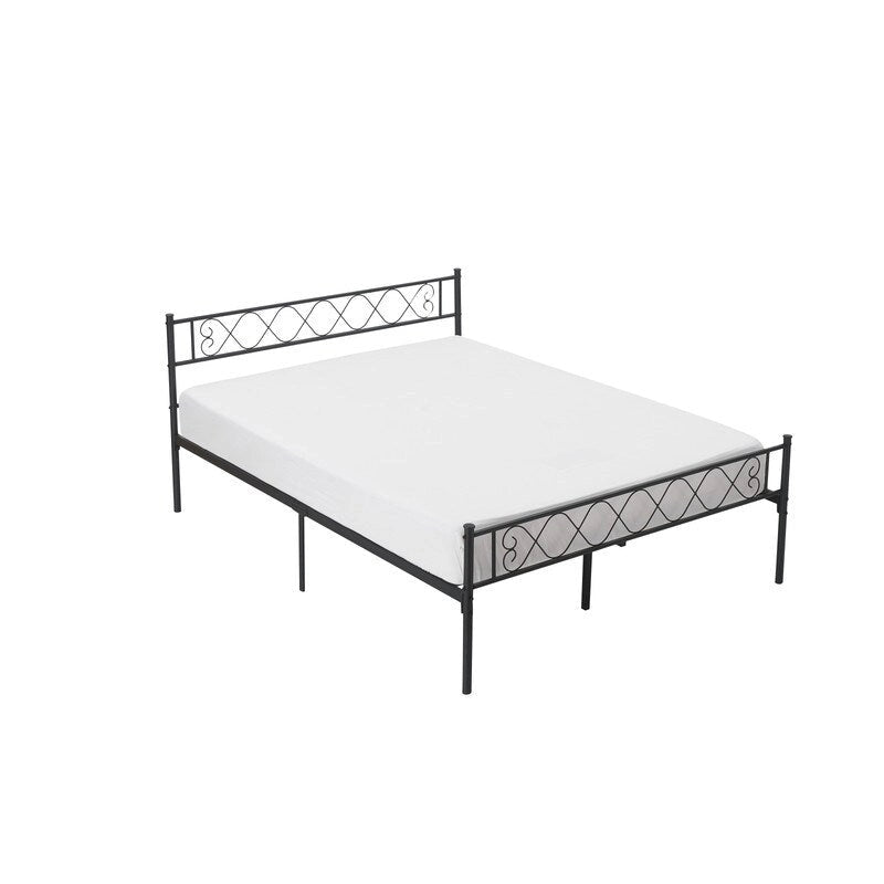 Black Metal Twin Bed Frame with Headboard