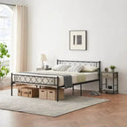 Black Metal Twin Bed Frame with Headboard
