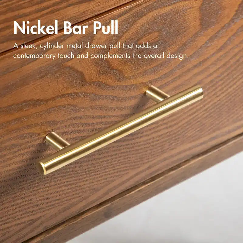 Furniture of America Beau Midcentury Walnut 2-Piece Dresser and Mirror Set