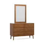 Furniture of America Beau Midcentury Walnut 2-Piece Dresser and Mirror Set