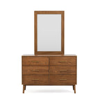 Furniture of America Beau Midcentury Walnut 2-Piece Dresser and Mirror Set