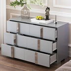 Modern Dresser Chest of 6 Drawers with Mirrored Handles