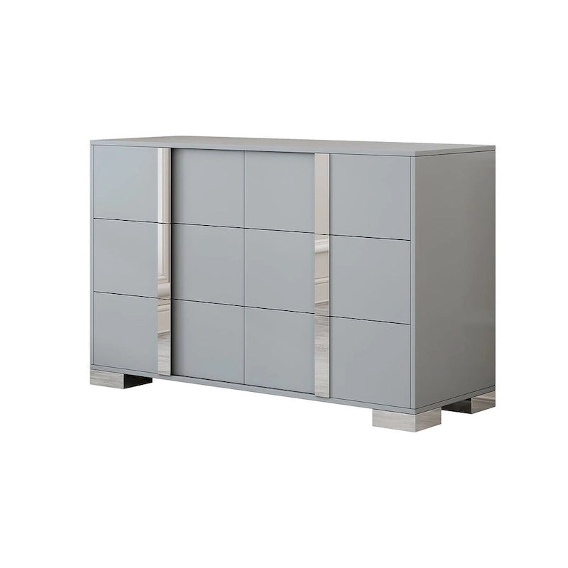 Modern Dresser Chest of 6 Drawers with Mirrored Handles