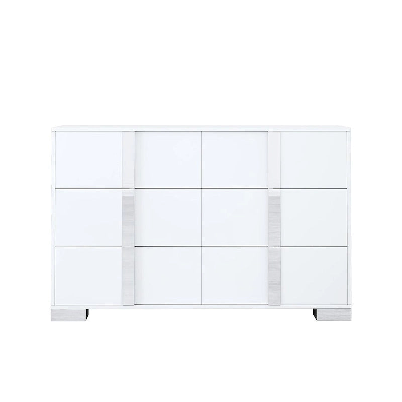 Modern Dresser Chest of 6 Drawers with Mirrored Handles