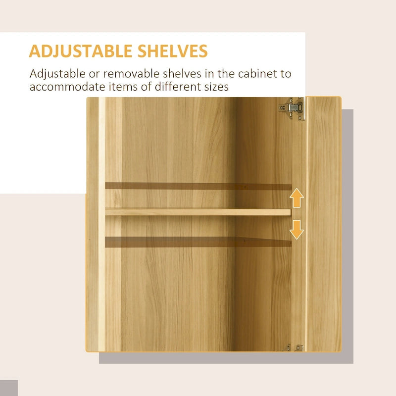 67 Pinewood Kitchen Pantry Storage Cabinet, Freestanding Cabinets with Doors and Shelf Adjustability, Soft-Close Mechanism