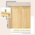 67 Pinewood Kitchen Pantry Storage Cabinet, Freestanding Cabinets with Doors and Shelf Adjustability, Soft-Close Mechanism