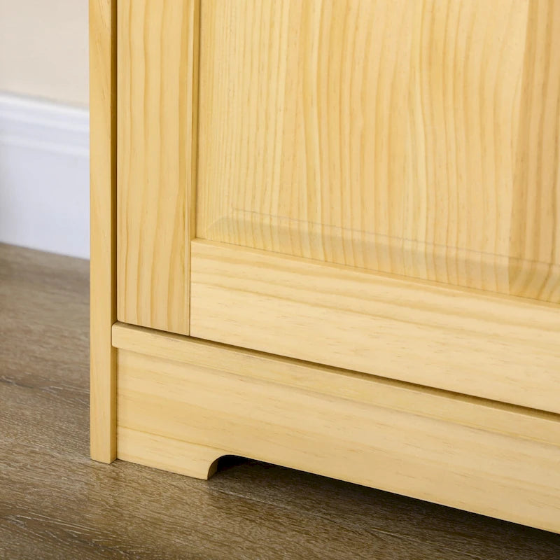 67 Pinewood Kitchen Pantry Storage Cabinet, Freestanding Cabinets with Doors and Shelf Adjustability, Soft-Close Mechanism