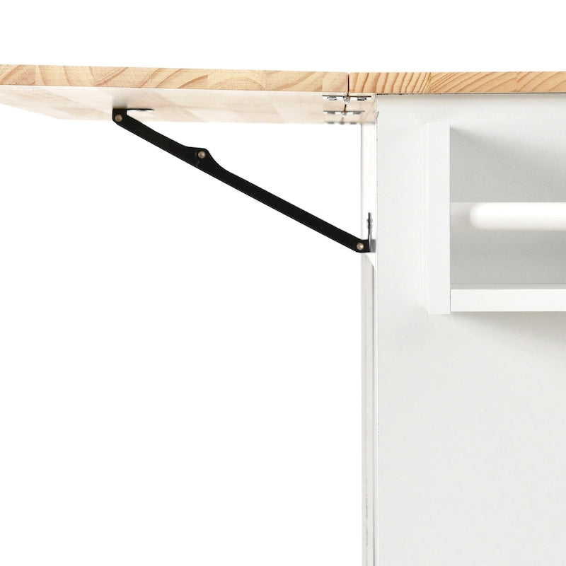 White Rolling Kitchen Island Solid Wood Top, Locking Wheels, Storage & More