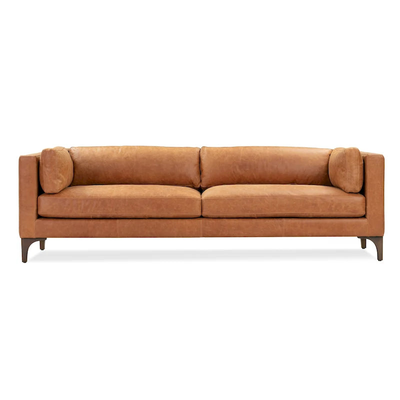 Poly & Bark Argan 93 Sofa in Cognac Tan - Full Grain Genuine Italian Leather