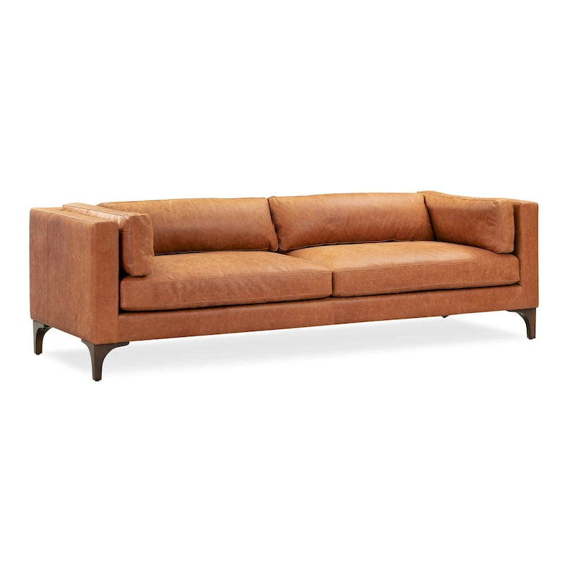 Poly & Bark Argan 93 Sofa in Cognac Tan - Full Grain Genuine Italian Leather