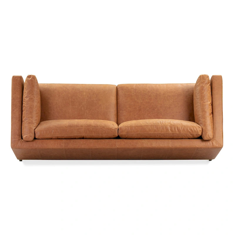 Poly & Bark Argan 93 Sofa in Cognac Tan - Full Grain Genuine Italian Leather