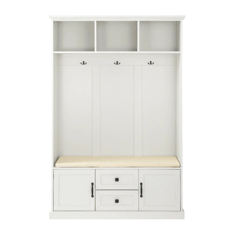 3-in-1 Design Hall Tree with 3 Hooks and Storage Bench - 47.24W x 70.9H x 15.74D