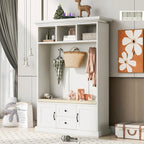 3-in-1 Design Hall Tree with 3 Hooks and Storage Bench - 47.24W x 70.9H x 15.74D
