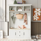 3-in-1 Design Hall Tree with 3 Hooks and Storage Bench - 47.24W x 70.9H x 15.74D