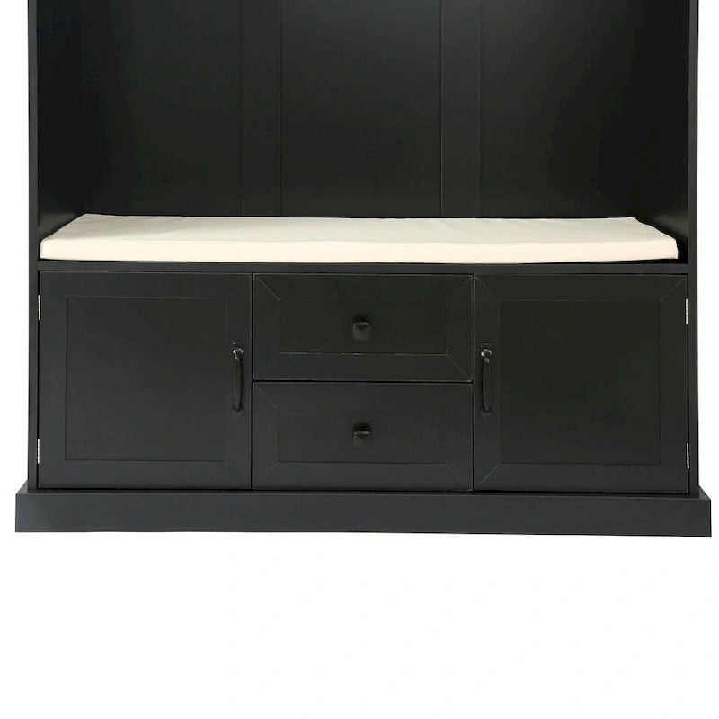 3-in-1 Design Hall Tree with 3 Hooks and Storage Bench - 47.24W x 70.9H x 15.74D