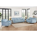 Hydeline Westcott Top Grain Leather Sofa Loveseat and Chair Set with Memory Foam and Springs