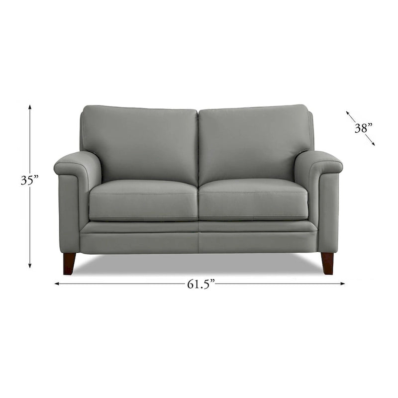 Hydeline Westcott Top Grain Leather Sofa Loveseat and Chair Set with Memory Foam and Springs