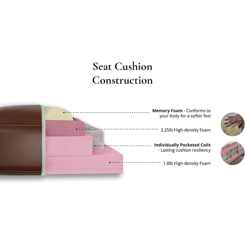 Hydeline Westcott Top Grain Leather Sofa Loveseat and Chair Set with Memory Foam and Springs
