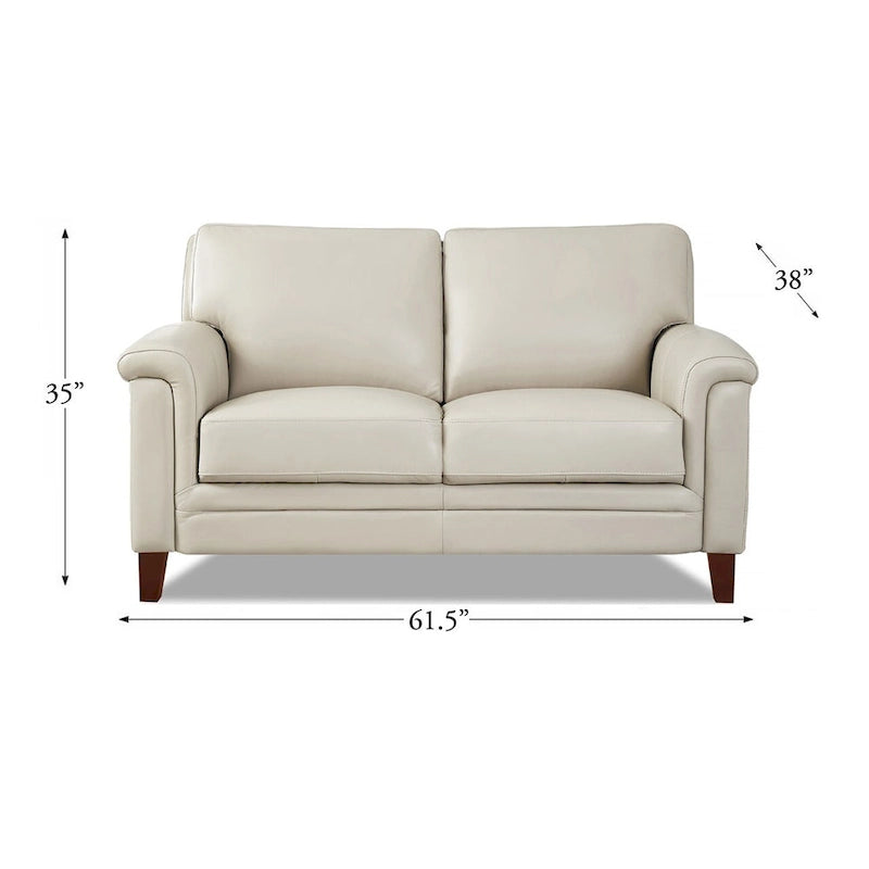 Hydeline Westcott Top Grain Leather Sofa Loveseat and Chair Set with Memory Foam and Springs